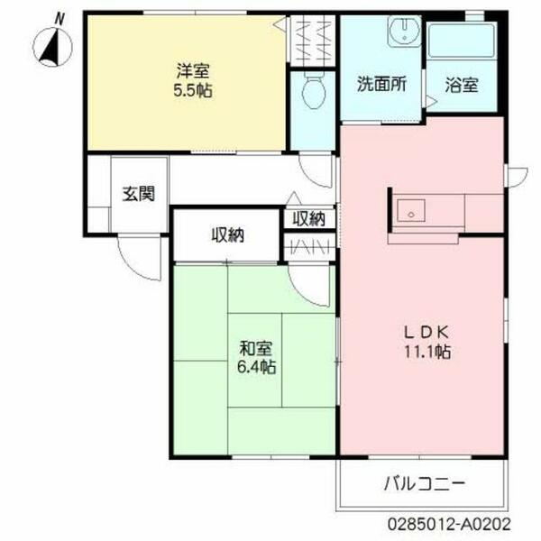 シャーメゾン　Ａ棟 A0202｜福岡県宮若市金丸(賃貸アパート2LDK・2階・54.81㎡)の写真 その2