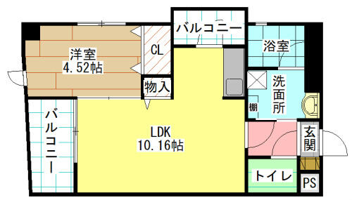 福岡県北九州市小倉南区下曽根１丁目(賃貸マンション1LDK・4階・36.28㎡)の写真 その2