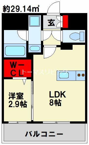 グランフォーレ小倉シティタワー 1203｜福岡県北九州市小倉北区古船場町(賃貸マンション1LDK・12階・29.14㎡)の写真 その2