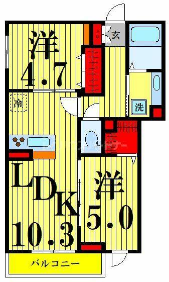 グラナーデ加賀 302｜東京都足立区加賀２丁目(賃貸アパート2LDK・3階・47.15㎡)の写真 その2