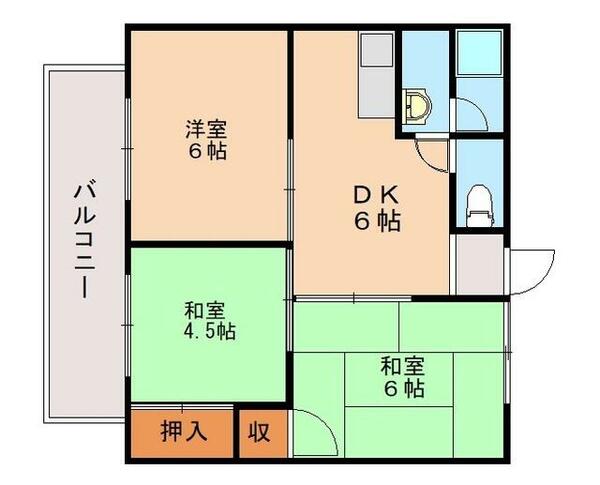 福岡県宮若市金丸(賃貸アパート3DK・1階・45.36㎡)の写真 その2