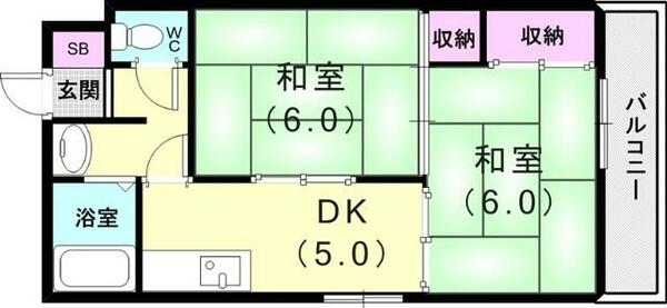 兵庫県神戸市垂水区星が丘１丁目(賃貸マンション2DK・2階・38.47㎡)の写真 その2