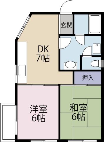 岡正マンション 101｜徳島県徳島市明神町４丁目(賃貸マンション2DK・1階・48.00㎡)の写真 その2