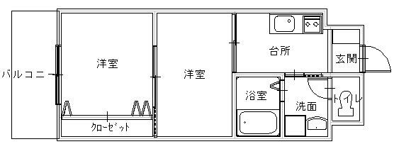 スカイコート西山 402｜長崎県長崎市西山２丁目(賃貸マンション2K・4階・33.15㎡)の写真 その2