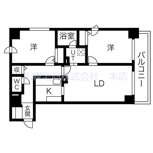 アムール平岸｜北海道札幌市豊平区平岸二条９丁目(賃貸マンション2LDK・10階・54.66㎡)の写真 その2