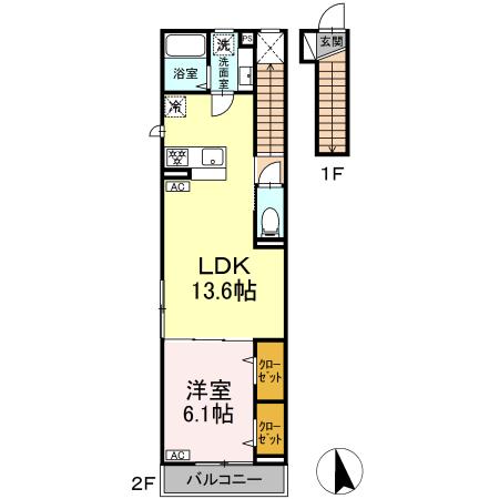 （仮）東野川１丁目ＰＪ　Ｂ棟 201｜東京都狛江市東野川１丁目(賃貸アパート1LDK・2階・46.97㎡)の写真 その2