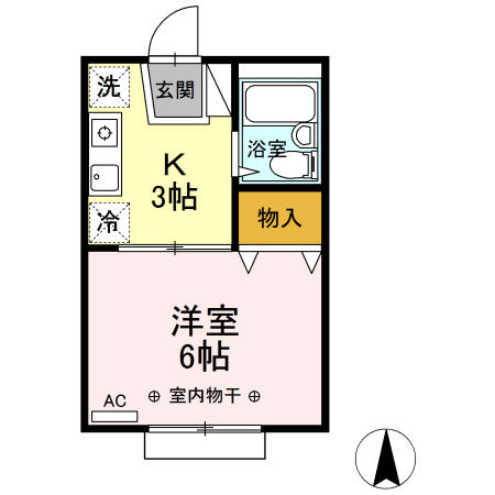 パークサイドハウスＡ 203｜東京都国立市富士見台４丁目(賃貸アパート1K・2階・20.09㎡)の写真 その2
