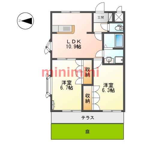 大阪府高槻市宮田町３丁目(賃貸アパート2LDK・1階・51.66㎡)の写真 その2