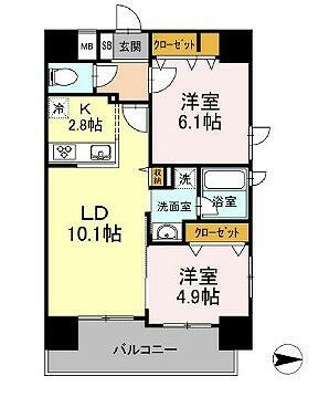 Ｄ－ｒｏｏｍ早稲田（ディールーム早稲田） 1104｜東京都新宿区弁天町(賃貸マンション2LDK・11階・54.55㎡)の写真 その2