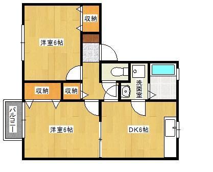 クイーンズ・ヒルＢ｜新潟県新潟市北区すみれ野１丁目(賃貸アパート2DK・1階・43.16㎡)の写真 その2