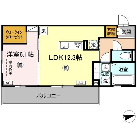 （仮）Ｄ－ｒｏｏｍ西区横手 103｜熊本県熊本市中央区横手５丁目(賃貸アパート1LDK・1階・46.02㎡)の写真 その2