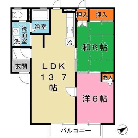 ＪＡハイツ谷川Ⅱ 202｜兵庫県姫路市勝原区熊見(賃貸アパート2LDK・2階・55.30㎡)の写真 その2