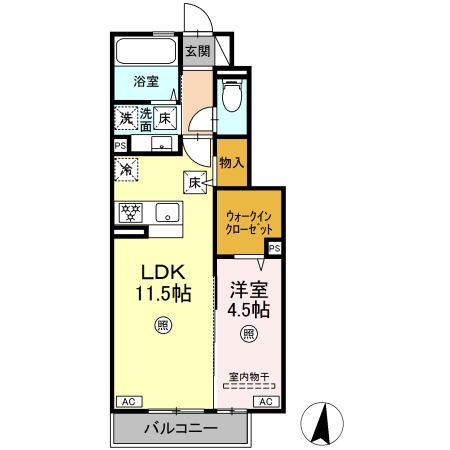 仮）Ｄ－ｒｏｏｍ横手３丁目　Ａ棟 A102｜熊本県熊本市中央区横手３丁目(賃貸アパート1LDK・1階・41.64㎡)の写真 その2