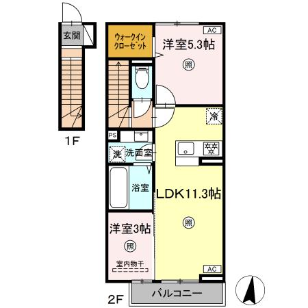 仮）Ｄ－ｒｏｏｍ横手３丁目　Ａ棟 A203｜熊本県熊本市中央区横手３丁目(賃貸アパート2LDK・2階・50.00㎡)の写真 その2