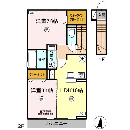 仮）Ｄ－ｒｏｏｍ横手３丁目　Ｂ棟 B207｜熊本県熊本市中央区横手３丁目(賃貸アパート2LDK・2階・59.46㎡)の写真 その2