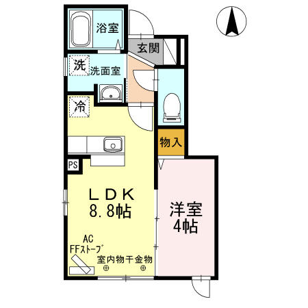 オラクルベリー 102｜青森県青森市佃１丁目(賃貸アパート1LDK・1階・31.98㎡)の写真 その2