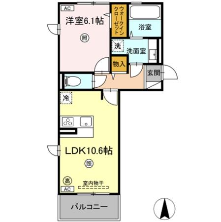 ソレイユハイム 206｜熊本県熊本市北区高平２丁目(賃貸アパート1LDK・2階・42.93㎡)の写真 その2