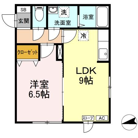 ラ・クレドール城北 B203｜青森県弘前市大字西城北２丁目(賃貸アパート1LDK・2階・37.84㎡)の写真 その2