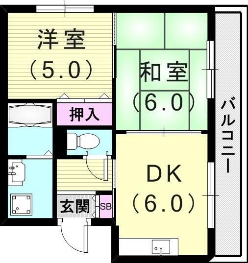 第２メゾン藤原 202｜兵庫県神戸市東灘区御影本町８丁目(賃貸マンション2DK・2階・40.00㎡)の写真 その2