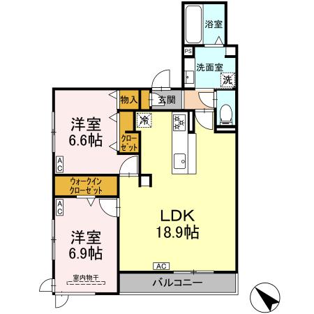 仮）Ｄ－ｒｏｏｍ下池川町 202｜静岡県浜松市中央区下池川町(賃貸アパート2LDK・2階・70.53㎡)の写真 その2