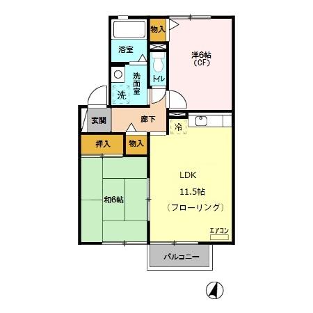 サニーレジデンス　Ⅱ 202｜埼玉県川口市長蔵２丁目(賃貸アパート2LDK・2階・53.48㎡)の写真 その2