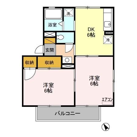 ハイランド　Ｃ 101｜千葉県大網白里市みずほ台１丁目(賃貸アパート2DK・1階・42.11㎡)の写真 その2