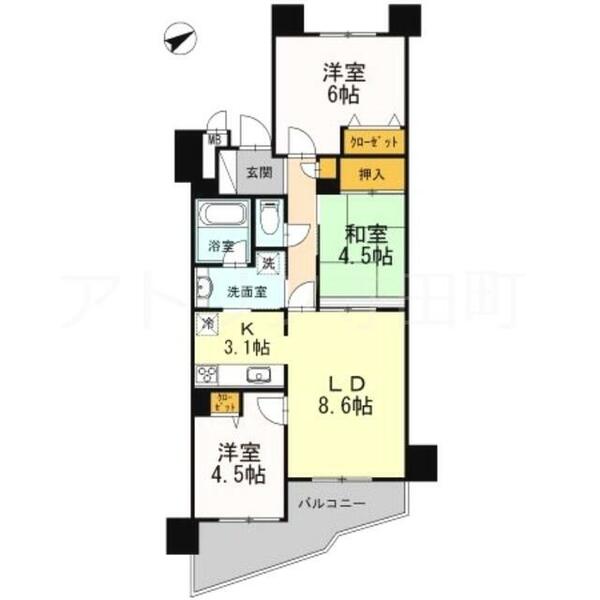 カスタリア阿倍野｜大阪府大阪市阿倍野区阿倍野筋２丁目(賃貸マンション3LDK・13階・60.68㎡)の写真 その2