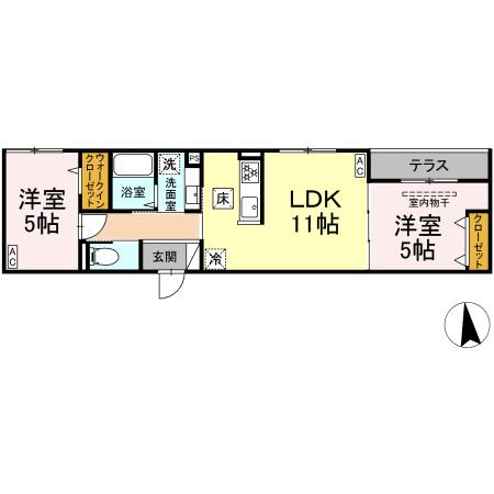 グラナーデ東葛西 108｜東京都江戸川区東葛西２丁目(賃貸アパート2LDK・1階・50.67㎡)の写真 その2