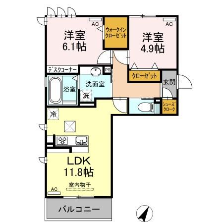 ＷＩＴ　ＯＮＥ 103｜岐阜県岐阜市山吹町６丁目(賃貸アパート2LDK・1階・57.07㎡)の写真 その2