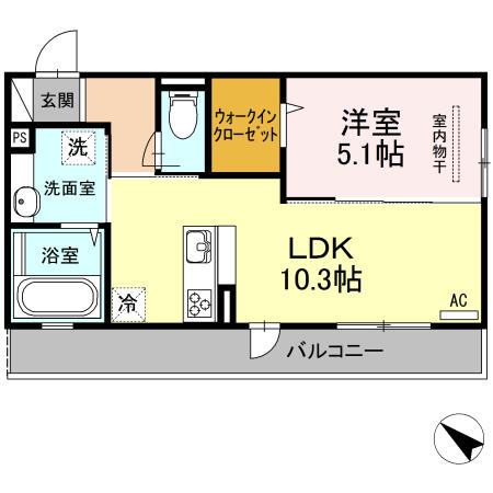 ルミエールＭ 302｜熊本県熊本市東区新南部３丁目(賃貸アパート1LDK・3階・39.77㎡)の写真 その2