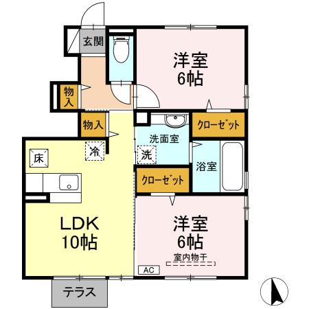 エクセル北白土　Ｂ 101｜福島県いわき市平北白土字西ノ内(賃貸アパート2LDK・1階・54.88㎡)の写真 その2