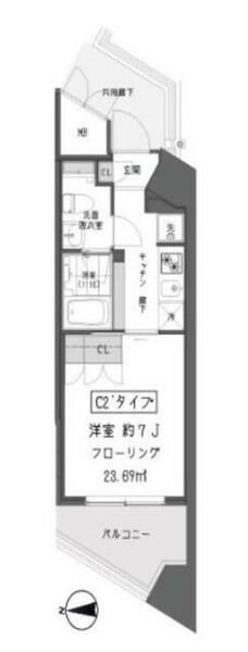 東京都大田区西蒲田１丁目(賃貸マンション1K・6階・23.69㎡)の写真 その2