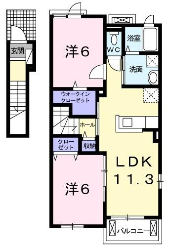 ゼファーハウスＡ 201｜佐賀県鹿島市古枝(賃貸アパート2LDK・2階・58.21㎡)の写真 その2