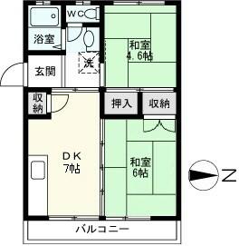 宝マンション 201｜東京都足立区六月３丁目(賃貸マンション2DK・2階・50.23㎡)の写真 その2