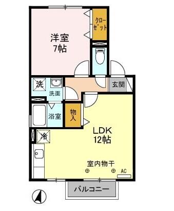 群馬県前橋市箱田町(賃貸アパート1LDK・2階・45.42㎡)の写真 その2