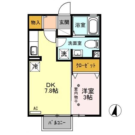 セジュールグランモア　Ａ 203｜栃木県さくら市卯の里１丁目(賃貸アパート1DK・2階・29.25㎡)の写真 その2