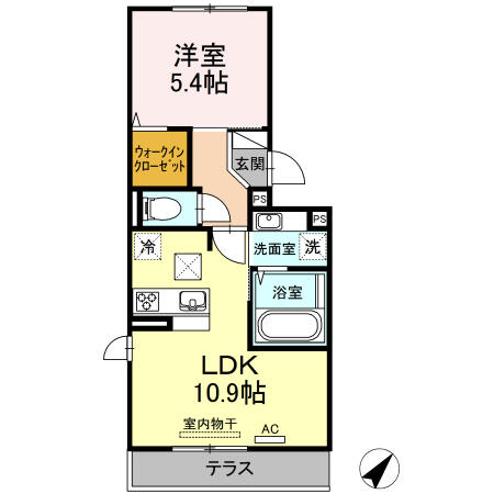 エスポワール松橋 106｜熊本県宇城市松橋町両仲間(賃貸アパート1LDK・1階・40.05㎡)の写真 その2