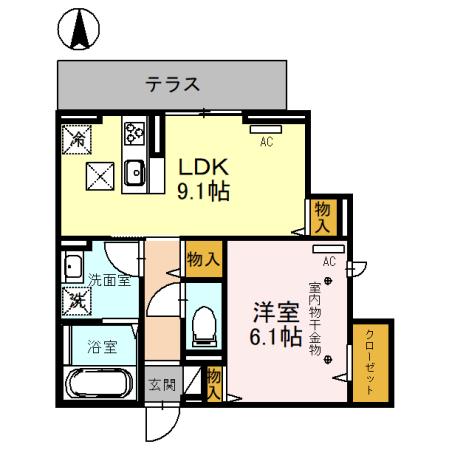 （仮）ＡＲＴ星の宮 105｜埼玉県所沢市星の宮２丁目(賃貸アパート1LDK・1階・41.18㎡)の写真 その2