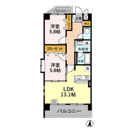 Ｕ－ＤＩＮＥ市場木 301｜愛知県名古屋市西区市場木町(賃貸マンション2LDK・3階・61.56㎡)の写真 その2