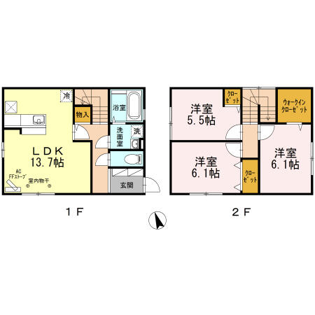 プラネット弘前　Ｂ 101｜青森県弘前市大字門外１丁目(賃貸アパート3LDK・1階・81.02㎡)の写真 その2