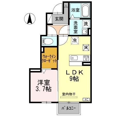 ボナール新館 103｜新潟県長岡市学校町３丁目(賃貸アパート1LDK・1階・33.82㎡)の写真 その2