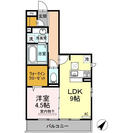 ヴィルセイン　潮彩　Ａ棟 101｜山口県下関市ゆめタウン(賃貸アパート1LDK・1階・41.95㎡)の写真 その2