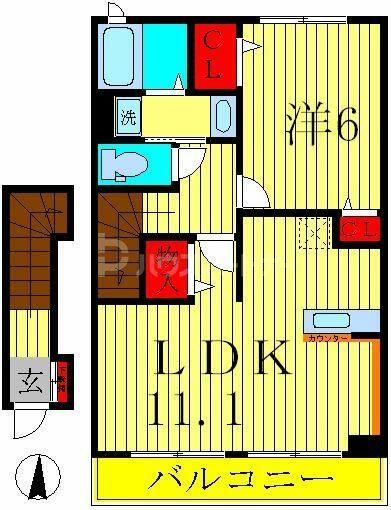 千葉県松戸市松飛台(賃貸アパート1LDK・2階・46.09㎡)の写真 その2