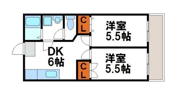福岡県古賀市駅東２丁目(賃貸アパート2DK・2階・40.50㎡)の写真 その2
