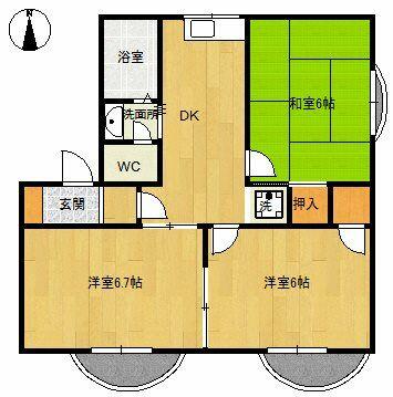 神奈川県横浜市泉区緑園２丁目(賃貸アパート3DK・1階・54.29㎡)の写真 その2