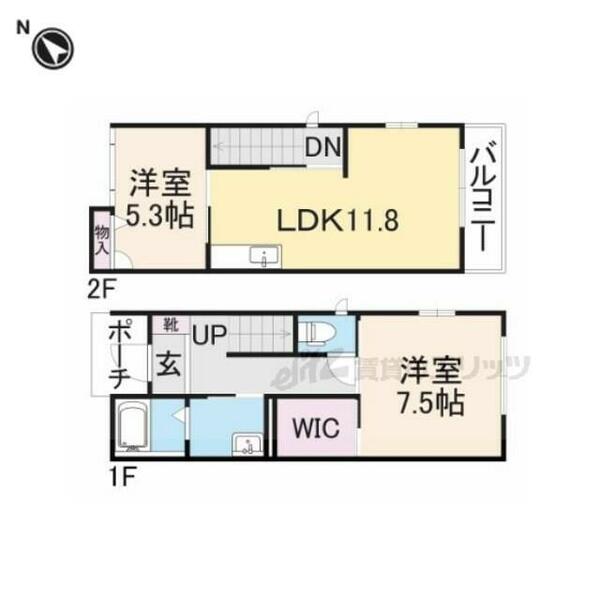 奈良県香芝市旭ケ丘２丁目(賃貸アパート2LDK・1階・67.00㎡)の写真 その2