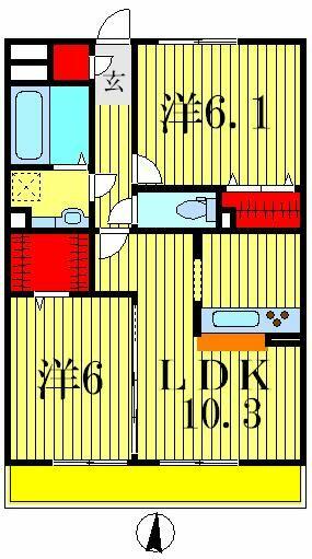 レガロ新宿 206｜東京都葛飾区新宿３丁目(賃貸アパート2LDK・2階・54.18㎡)の写真 その2
