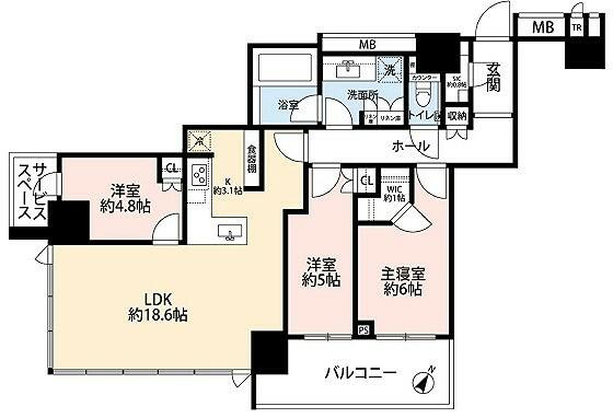 ＭＩＤ　ＴＯＷＥＲ　ＧＲＡＮＤ（ミッドタワーグランド） 1406｜東京都中央区月島１丁目(賃貸マンション3LDK・14階・81.07㎡)の写真 その2
