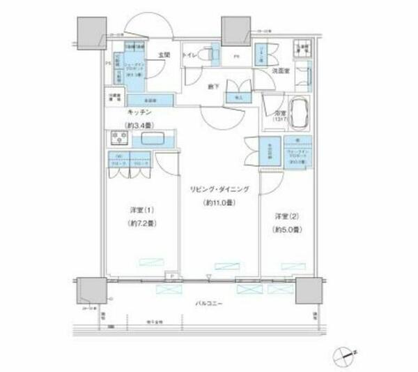 パークシティ柏の葉キャンパス　ザ・ゲートタワー　ウエスト｜千葉県柏市若柴(賃貸マンション2LDK・20階・66.07㎡)の写真 その2