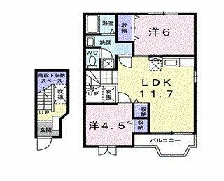 パルク・ド・ポワール　Ｂ棟 202｜三重県津市白塚町(賃貸アパート2LDK・2階・58.12㎡)の写真 その2